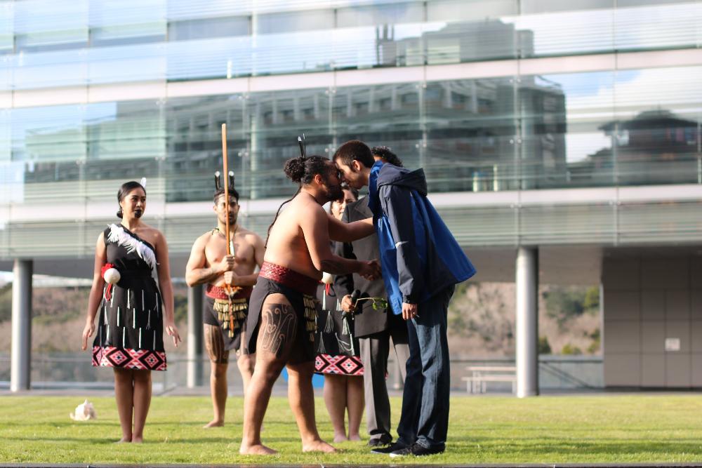 Student at traditional Maori ceremony