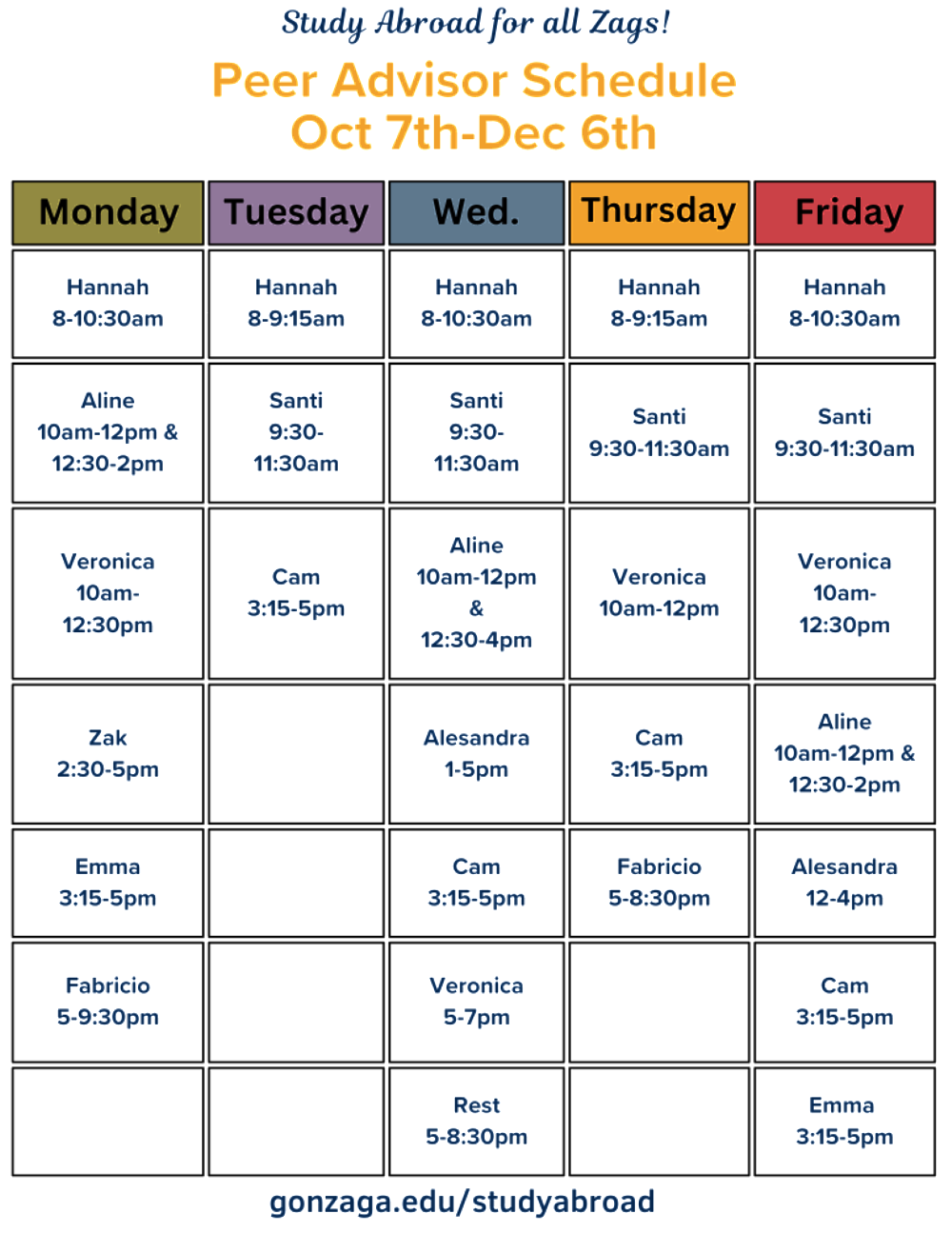 FA24 PA Drop-in hours 101124